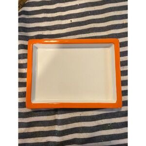 Mainstreet Collection Orange White Ceramic Rectangle Trinket Dish 7.5in